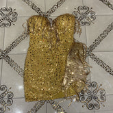 Strapless Sleeveless Mini Sequined Bodycon Dress Ins Street
